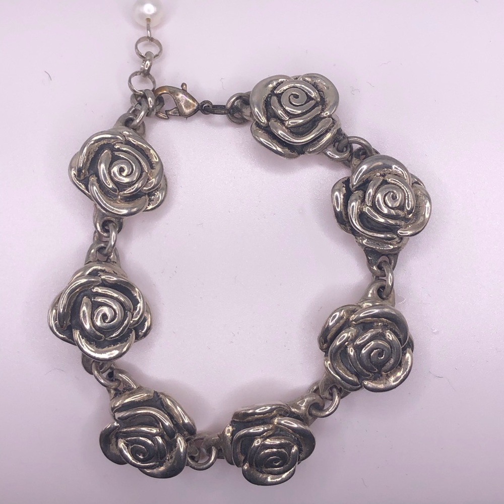 As is, weathered 925 silver, bracelet of roses